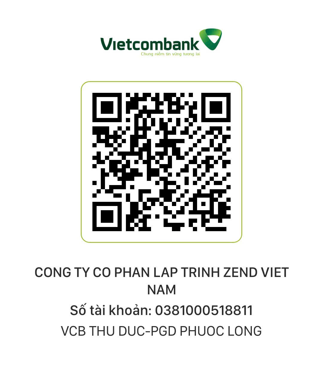 Mã QR chuyển khoản Vietcombank ZendVN